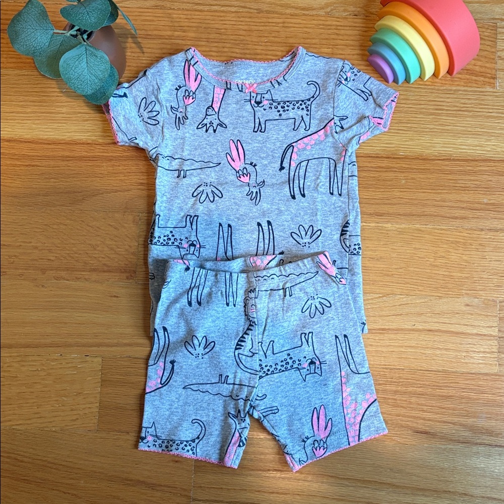 4/$21 2T Gray and Pink Animal Print Pajamas